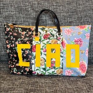 Clare V Multi Floral Tote Bag Ciao Leather Butterfly